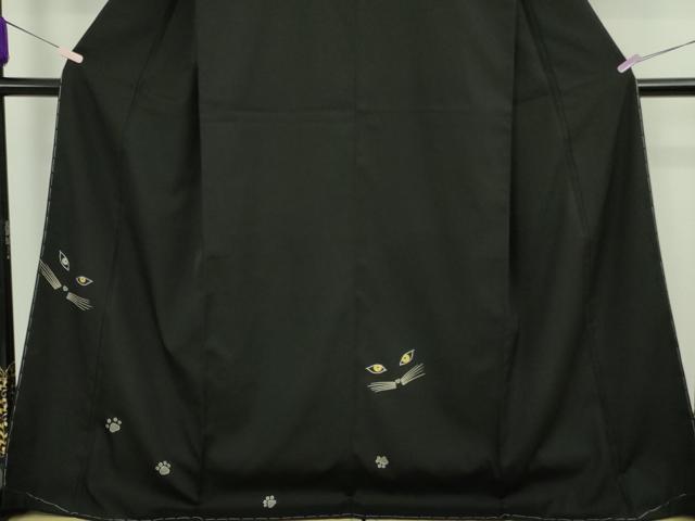 平和屋本店●極上　池田重子コレクション　訪問着　猫　ネコ　黒地　金彩　逸品　未使用　DZAB9404kh6