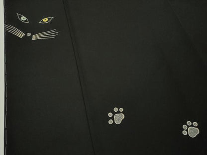 平和屋本店●極上　池田重子コレクション　訪問着　猫　ネコ　黒地　金彩　逸品　未使用　DZAB9404kh6