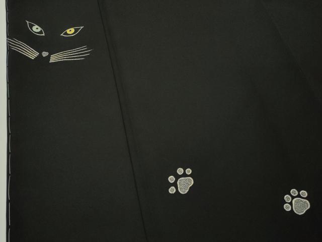 平和屋本店●極上　池田重子コレクション　訪問着　猫　ネコ　黒地　金彩　逸品　未使用　DZAB9404kh6