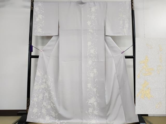 平和屋本店●極上　きもの志麻　岩下志麻ブランド　訪問着　葡萄唐草文　白藤色地　金彩　上代41万　反端付き　逸品　未使用　DZAB9405kh6