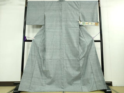 平和屋本店●極上　本場結城紬　重要無形文化財　100亀甲　総詰め　灰青色地　証紙付き　逸品　未使用　DZAB9409kh6