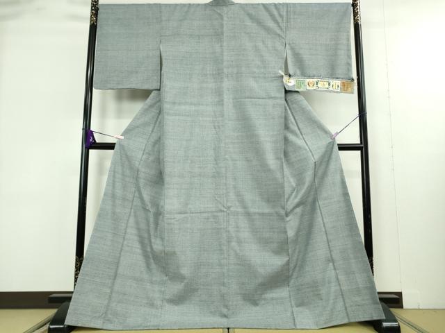平和屋本店●極上　本場結城紬　重要無形文化財　100亀甲　総詰め　灰青色地　証紙付き　逸品　未使用　DZAB9409kh6