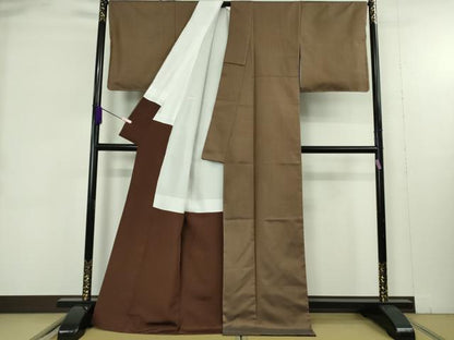 平和屋本店●希少　本場黄八丈　風通くずし　紬　逸品　未使用　DZAB9410kh6