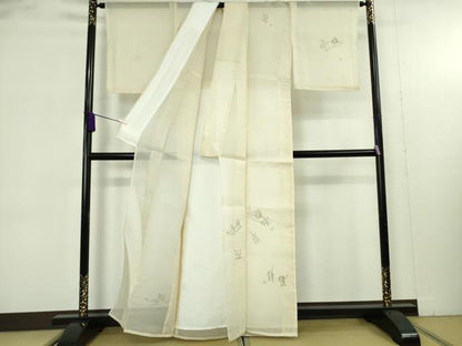 平和屋着物＊極上　夏物　訪問着　紗紬　手描き　鳥獣戯画　鳥の子色地　逸品　未使用　DZAB9412kh6