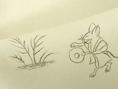 平和屋着物＊極上　夏物　訪問着　紗紬　手描き　鳥獣戯画　鳥の子色地　逸品　未使用　DZAB9412kh6