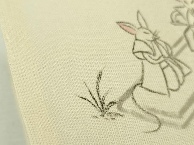 平和屋着物＊極上　夏物　訪問着　紗紬　手描き　鳥獣戯画　鳥の子色地　逸品　未使用　DZAB9412kh6