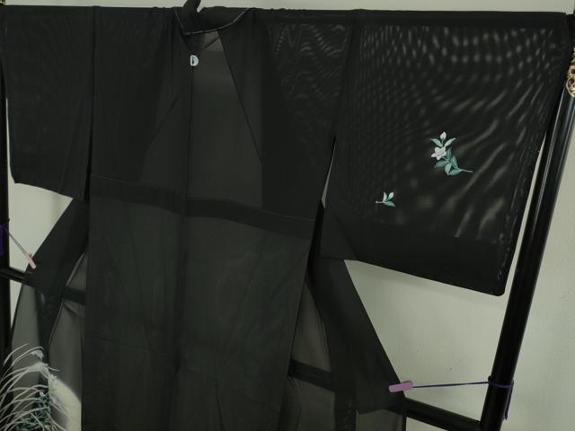 平和屋着物＊極上　夏物　訪問着　絽　秋草文　暈し染め　黒地　逸品　DZAB9414kh6