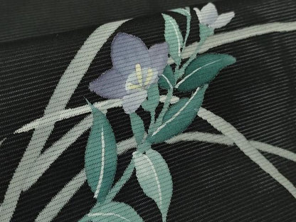 平和屋着物＊極上　夏物　訪問着　絽　秋草文　暈し染め　黒地　逸品　DZAB9414kh6