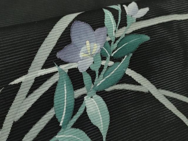 平和屋着物＊極上　夏物　訪問着　絽　秋草文　暈し染め　黒地　逸品　DZAB9414kh6