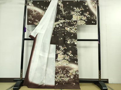 平和屋本店●極上　染織の名門　しょうざん  生紬　訪問着　渡橋花文　暈し染め　反端付き　逸品　DZAB9415kh6