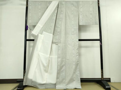 平和屋本店●希少　現代龍郷　龍郷絣　本場大島紬　白大島　胴抜き仕立て　健勝苑扱い　逸品　DZAB9416kh6