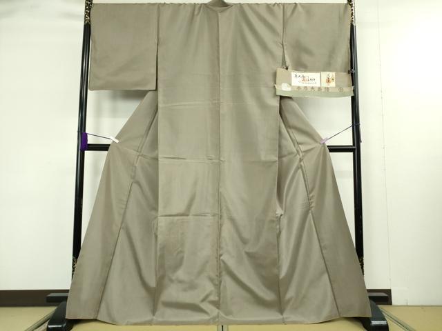 平和屋本店●極上　東郷織物謹製　本場大島紬　草木染　染:椎　みじん格子　椎とグレー　正絹　証紙付き　逸品　DZAB9418kh6