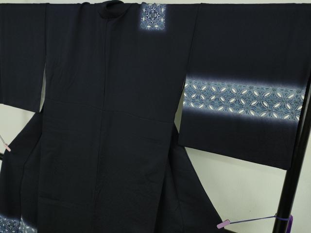 平和屋本店●極上　十日町 名門青柳謹製　創柳庵　絞麗舎　訪問着　濃藍色地　暈し染め　金彩　やまと誂製　反端付き　逸品　DZAB9421kh6