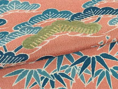 平和屋本店●極上　人間国宝　五代　田畑喜八　訪問着　藍　刺繍　笹竹　花唐草文　金彩　逸品　DZAB9424kh6