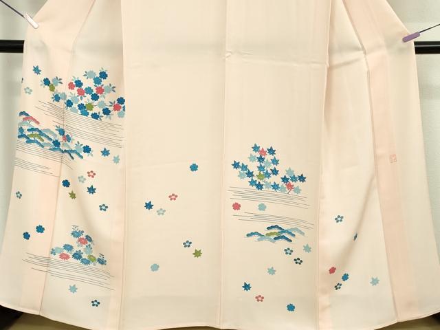 平和屋本店▽極上　人間国宝　五代　田畑喜八　訪問着　単衣　藍　吉祥花文　逸品　DZAB9428kh6