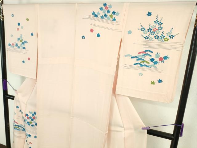 平和屋本店▽極上　人間国宝　五代　田畑喜八　訪問着　単衣　藍　吉祥花文　逸品　DZAB9428kh6