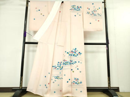 平和屋本店▽極上　人間国宝　五代　田畑喜八　訪問着　単衣　藍　吉祥花文　逸品　DZAB9428kh6
