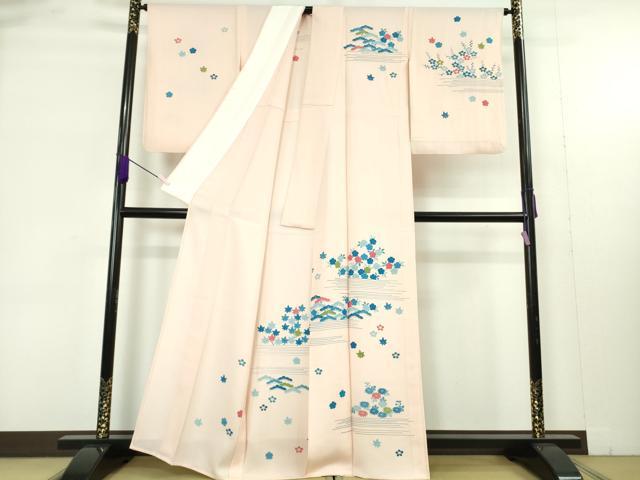 平和屋本店▽極上　人間国宝　五代　田畑喜八　訪問着　単衣　藍　吉祥花文　逸品　DZAB9428kh6