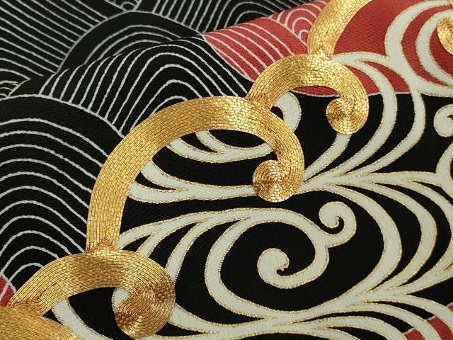 平和屋着物●極上　黒留袖　駒刺繍　立波流水文　金彩　逸品　DZAB9430kh6