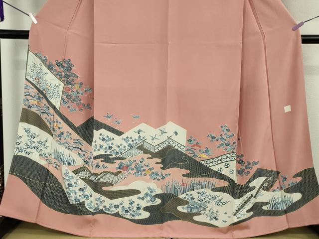 平和屋着物●極上　色留袖　駒刺繍　吉祥花鳥文　宍色地　金彩　逸品　未使用　DZAB9431kh6