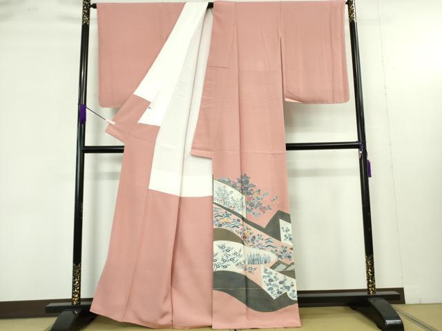 平和屋着物●極上　色留袖　駒刺繍　吉祥花鳥文　宍色地　金彩　逸品　未使用　DZAB9431kh6