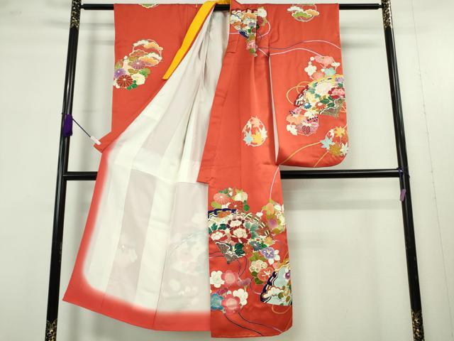 平和屋本店[]極上　創業460年・千總　七五三　女の子　7歳　祝着　駒刺繍　檜扇花丸文　金彩　逸品　DZAB9433kh6