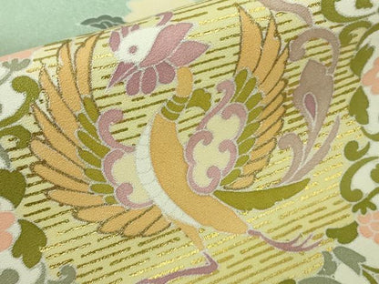平和屋着物▽極上　訪問着　単衣　駒刺繍　道長鳳凰花文　暈し染め　金彩　逸品　未使用　DZAB9434kh6