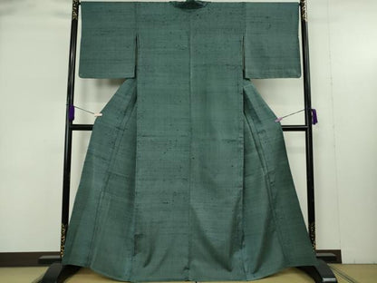 平和屋本店▽希少　ざざんざ織　単衣　藍色地　逸品　未使用　DZAB9440kh6