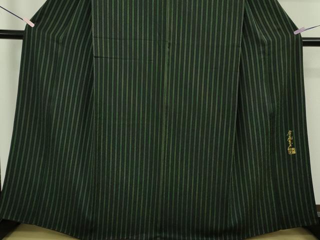 平和屋着物●極上　染色作家　斉藤三才　小紋　縞　逸品　DZAB9442kh6