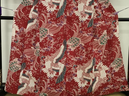 平和屋着物∴極上　夏物　撫松庵　小紋・浴衣兼用　綿　鶴　蓑亀　逸品　DZAB9444kh6