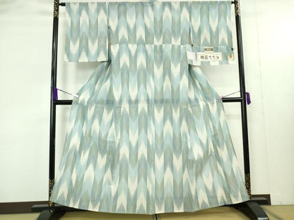 平和屋着物＊極上　夏物　明石ちぢみ　矢羽間道　証紙付き　逸品　DZAB9447kh6