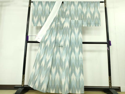 平和屋着物＊極上　夏物　明石ちぢみ　矢羽間道　証紙付き　逸品　DZAB9447kh6