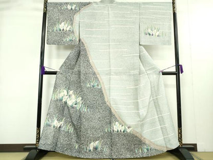 平和屋着物＊極上　夏物　訪問着　絽　水芭蕉　たたき染め　逸品　DZAB9449kh6