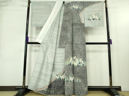 平和屋着物＊極上　夏物　訪問着　絽　水芭蕉　たたき染め　逸品　DZAB9449kh6