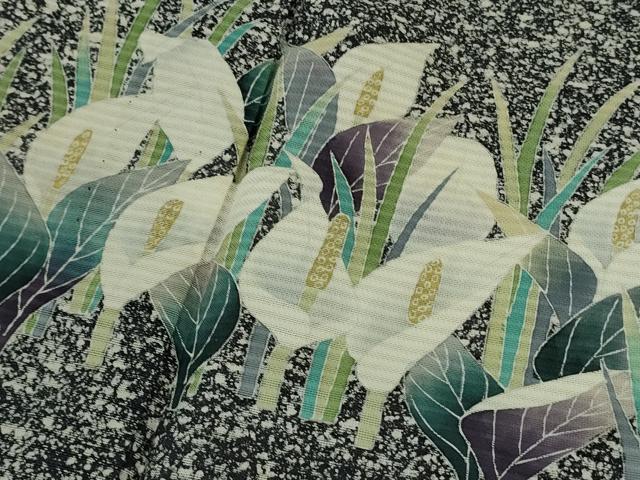 平和屋着物＊極上　夏物　訪問着　絽　水芭蕉　たたき染め　逸品　DZAB9449kh6