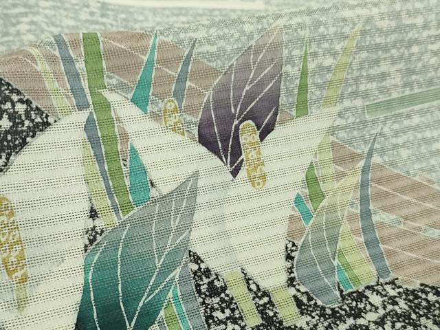 平和屋着物＊極上　夏物　訪問着　絽　水芭蕉　たたき染め　逸品　DZAB9449kh6