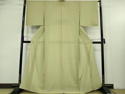 平和屋着物＊極上　夏物　江戸小紋　絽　両面染　鮫小紋柄　若葉色×若芽色　逸品　DZAB9450kh6