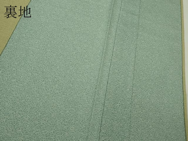 平和屋着物＊極上　夏物　江戸小紋　絽　両面染　鮫小紋柄　若葉色×若芽色　逸品　DZAB9450kh6