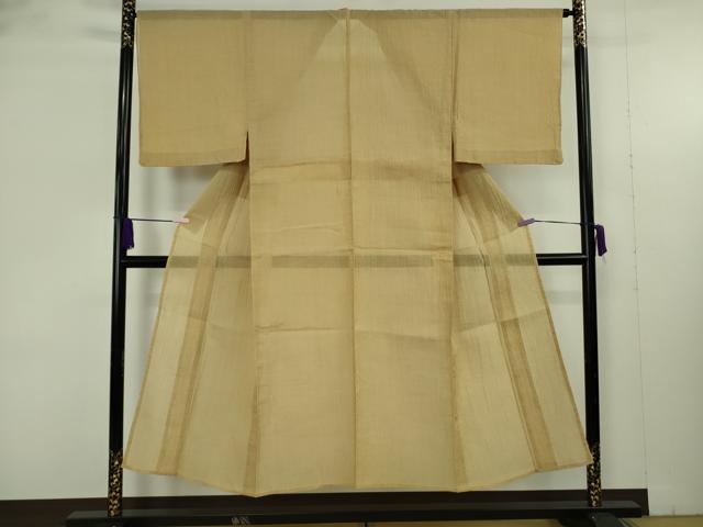 平和屋着物＊極上　夏物　男性　本場小千谷ちぢみ　麻　色無地　蒸栗色　逸品　未使用　DZAB9451kh6