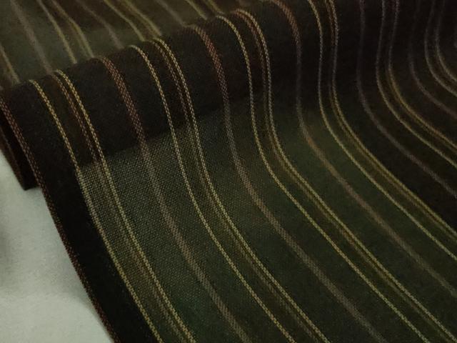 平和屋本店＊希少　夏物　青山みとも　本場黄八丈　夏黄八　黒八丈　紗紬　縞　逸品　DZAB9452kh6