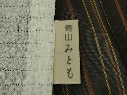 平和屋本店＊希少　夏物　青山みとも　本場黄八丈　夏黄八　黒八丈　紗紬　縞　逸品　DZAB9452kh6