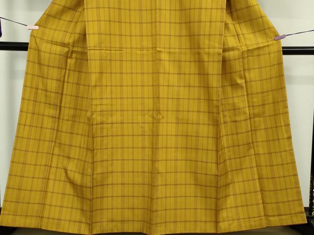 平和屋本店●極上　本場黄八丈　まるまなこ　紬　格子　逸品　DZAB9453kh6