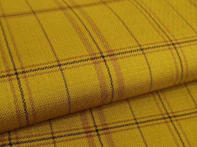 平和屋本店●極上　本場黄八丈　まるまなこ　紬　格子　逸品　DZAB9453kh6