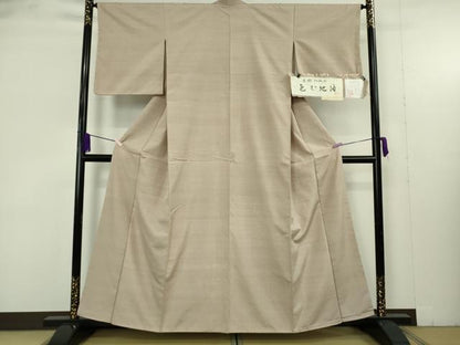 平和屋着物●極上　結城紬　高機　色無地　薄い白茶色　証紙付き　逸品　未使用　DZAB9455kh6