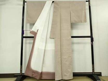 平和屋着物●極上　結城紬　高機　色無地　薄い白茶色　証紙付き　逸品　未使用　DZAB9455kh6