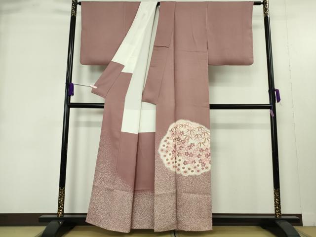 平和屋本店●極上　人間国宝 森口華弘 蒔糊友禅 蒔糊散らし 色留袖 刺繍 笹梅菊 鴇浅葱色地 金糸　今井調製　共箱付き　逸品　DZAB9457kh6