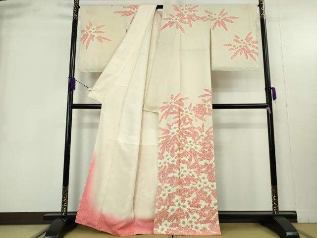 平和屋本店●極上　人間国宝　森口華弘　蒔糊友禅　蒔糊散らし　訪問着　刺繍　石楠花　金彩　色紙付き　逸品　DZAB9459kh6