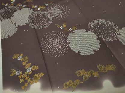 平和屋本店●極上　創業460年・千總 訪問着 刺繍 雪輪 鹿の子 草花文 紅消鼠色地　暈し染め　金彩　松坂屋扱い　逸品　未使用　DZAB9462kh6