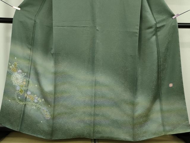 平和屋本店●極上　久保田一竹　幻の辻が花　訪問着　柳煤竹色地　暈し染め　金通し地　逸品　未使用　DZAB9463kh6