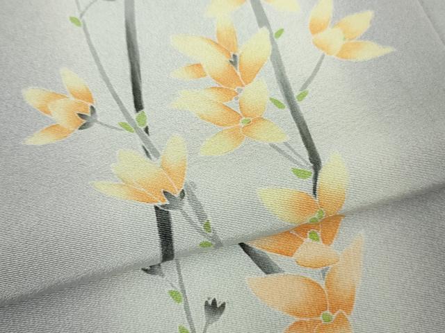 平和屋本店●極上　糸目友禅作家　滝沢晃　訪問着　草花間道　藤色地　暈し染め　逸品　DZAB9465kh6